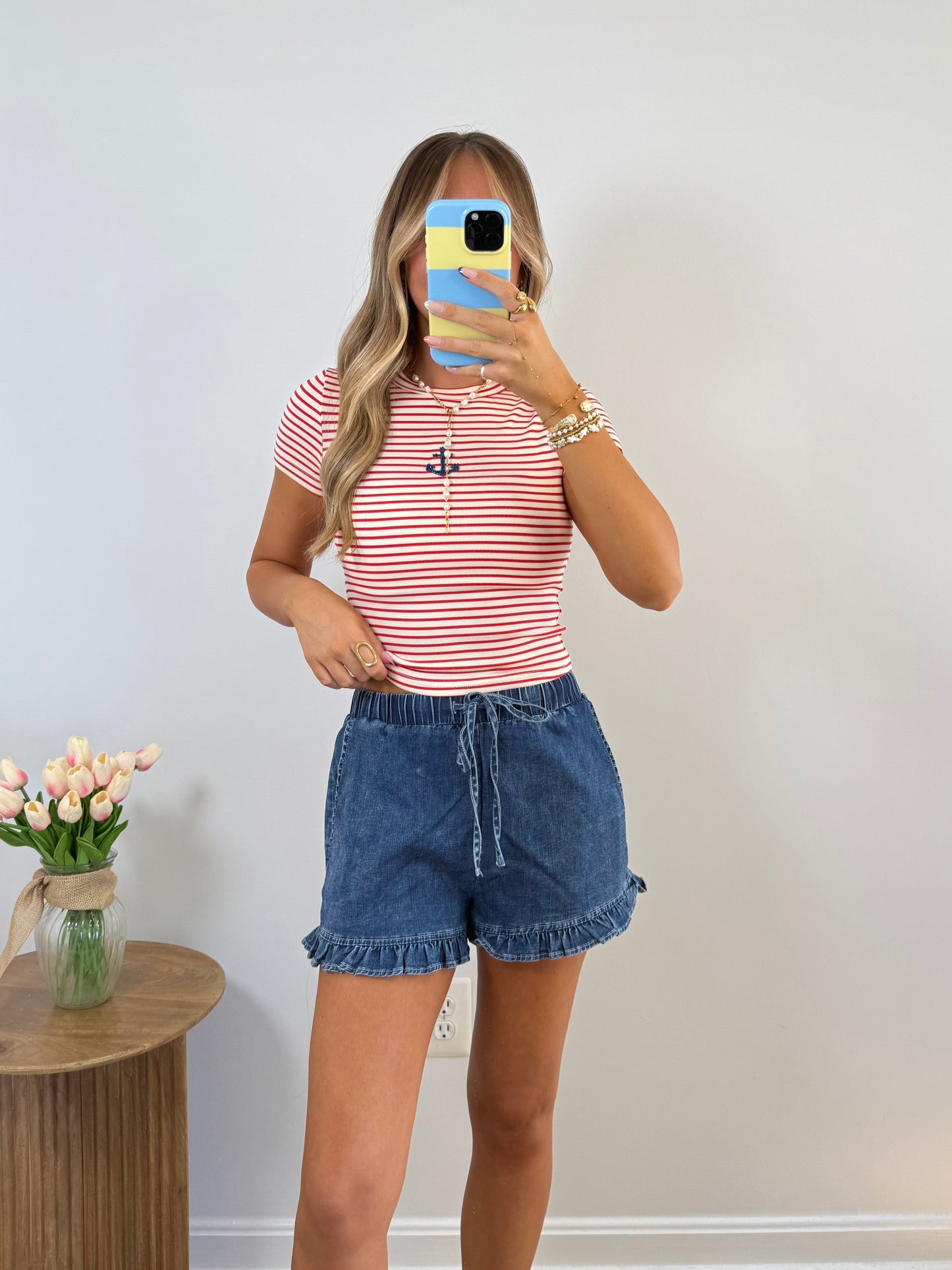 Blue Jean Ruffle Shorts