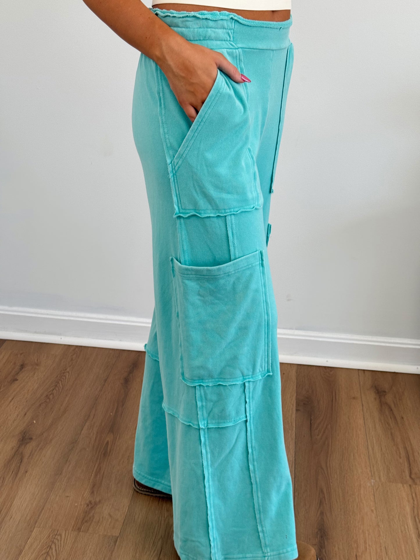 Summer Cargos (Cream & Turquoise)