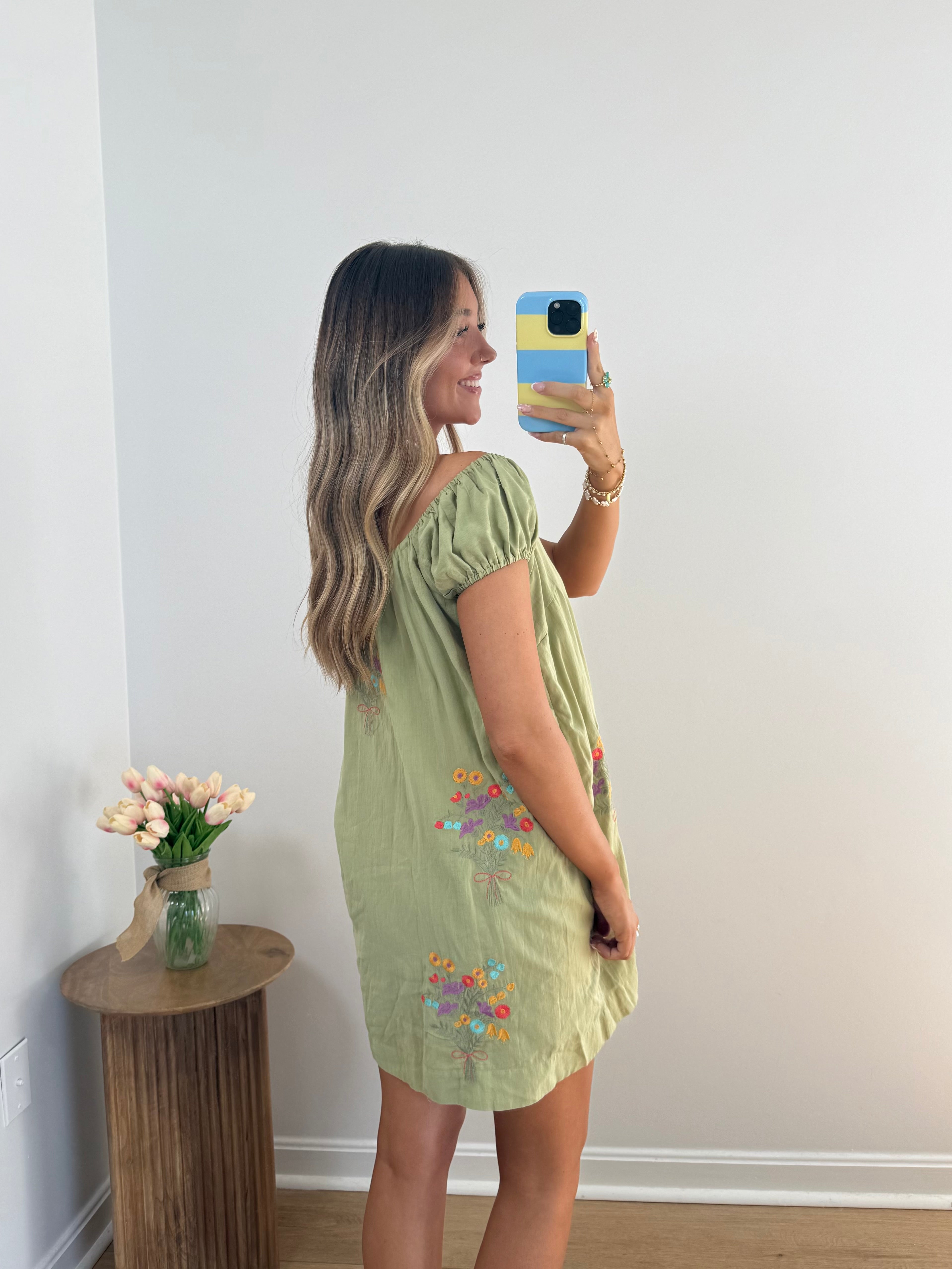 Fern Embroidered Mini Dress