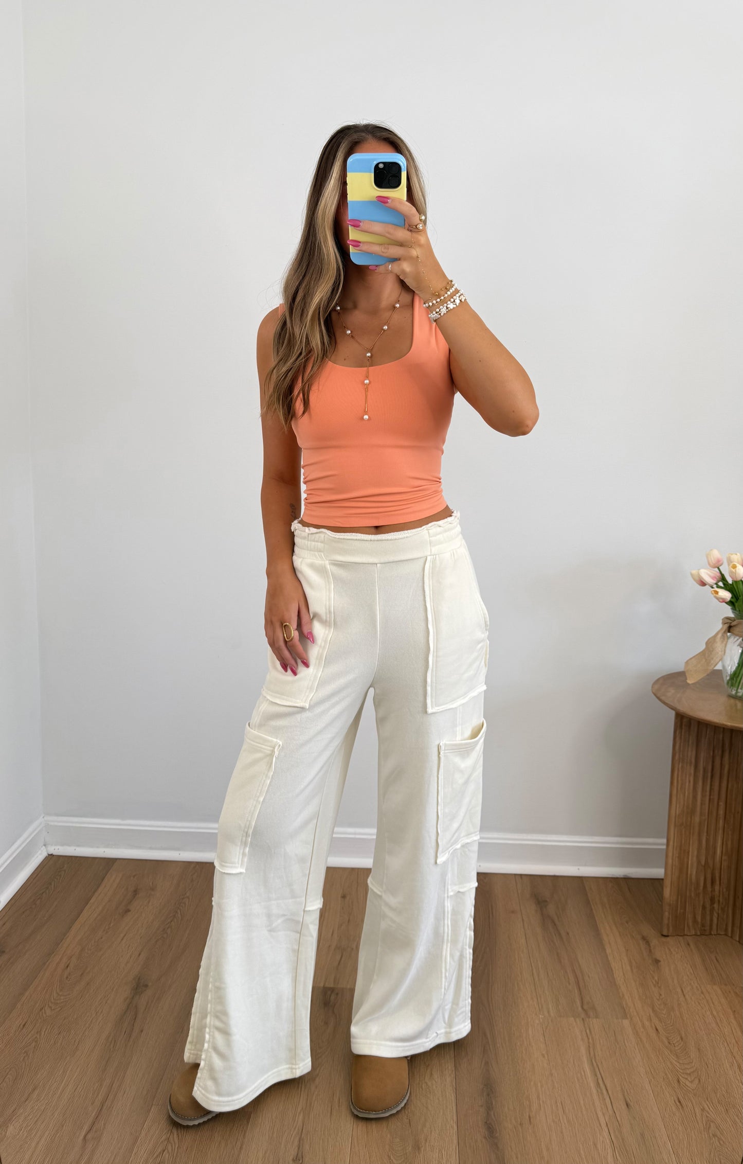 Summer Cargos (Cream & Turquoise)