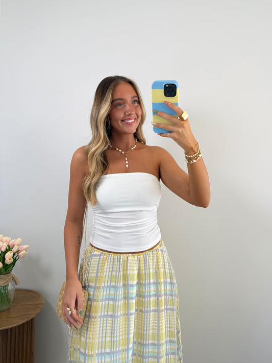 Ruched Tube Top- White & Black