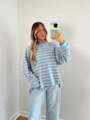 Fireside Striped Long Sleeve Tee - Blue