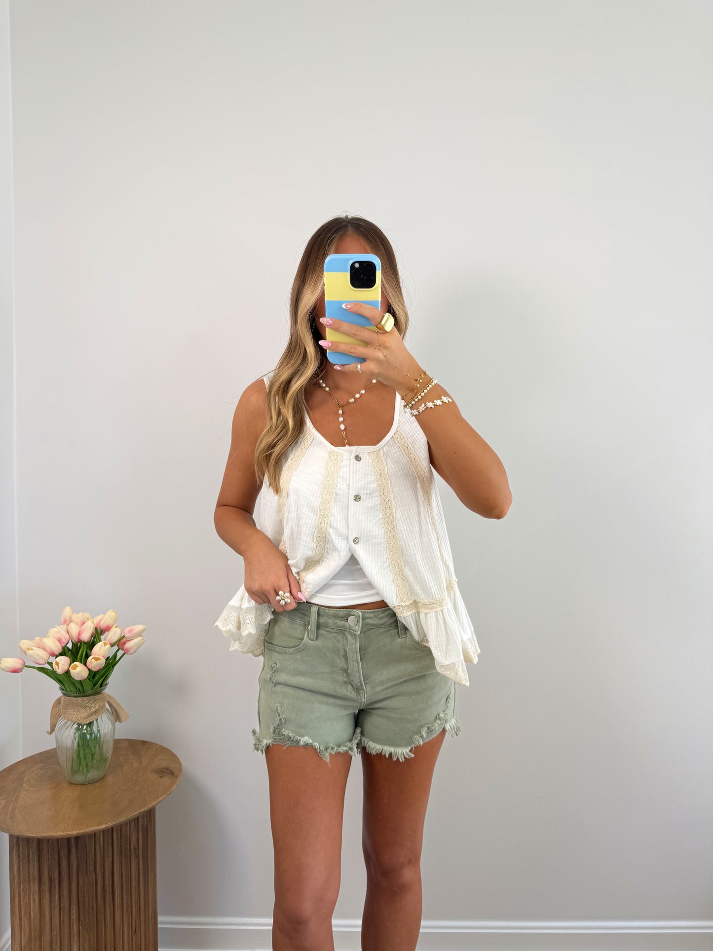 Olive Denim Shorts