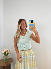 Crochet Dreams Top- Yellow & Mint