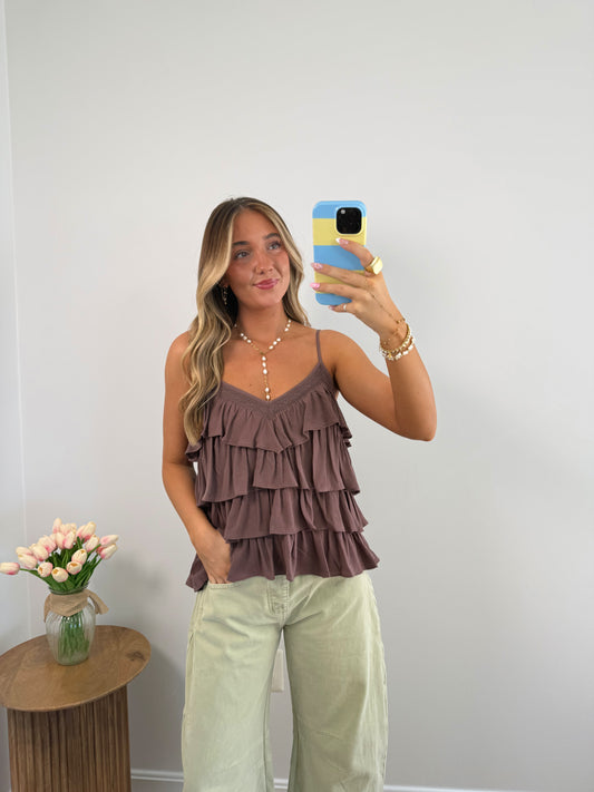 Mocha Ruffle Tank