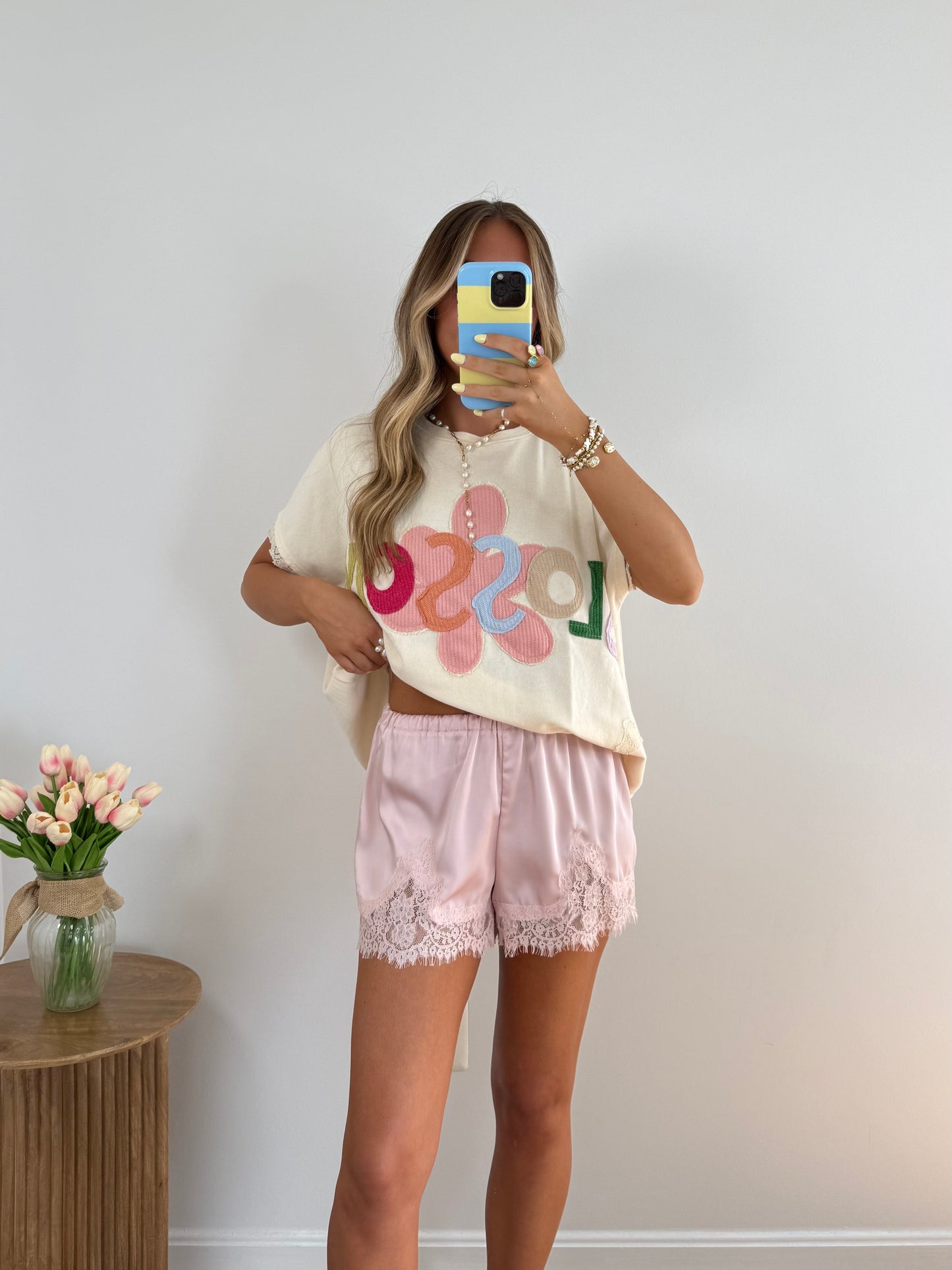 Silk Lace Shorts- Pink
