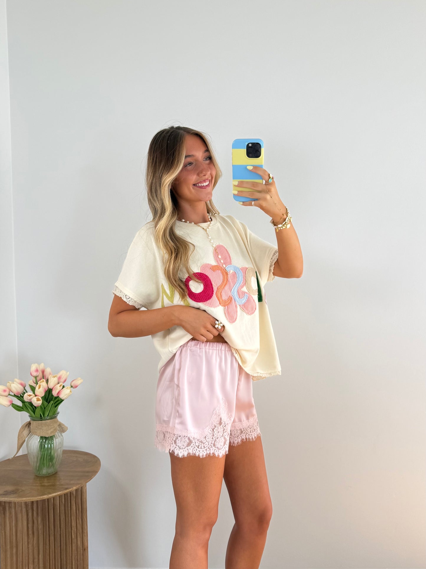 Silk Lace Shorts- Pink