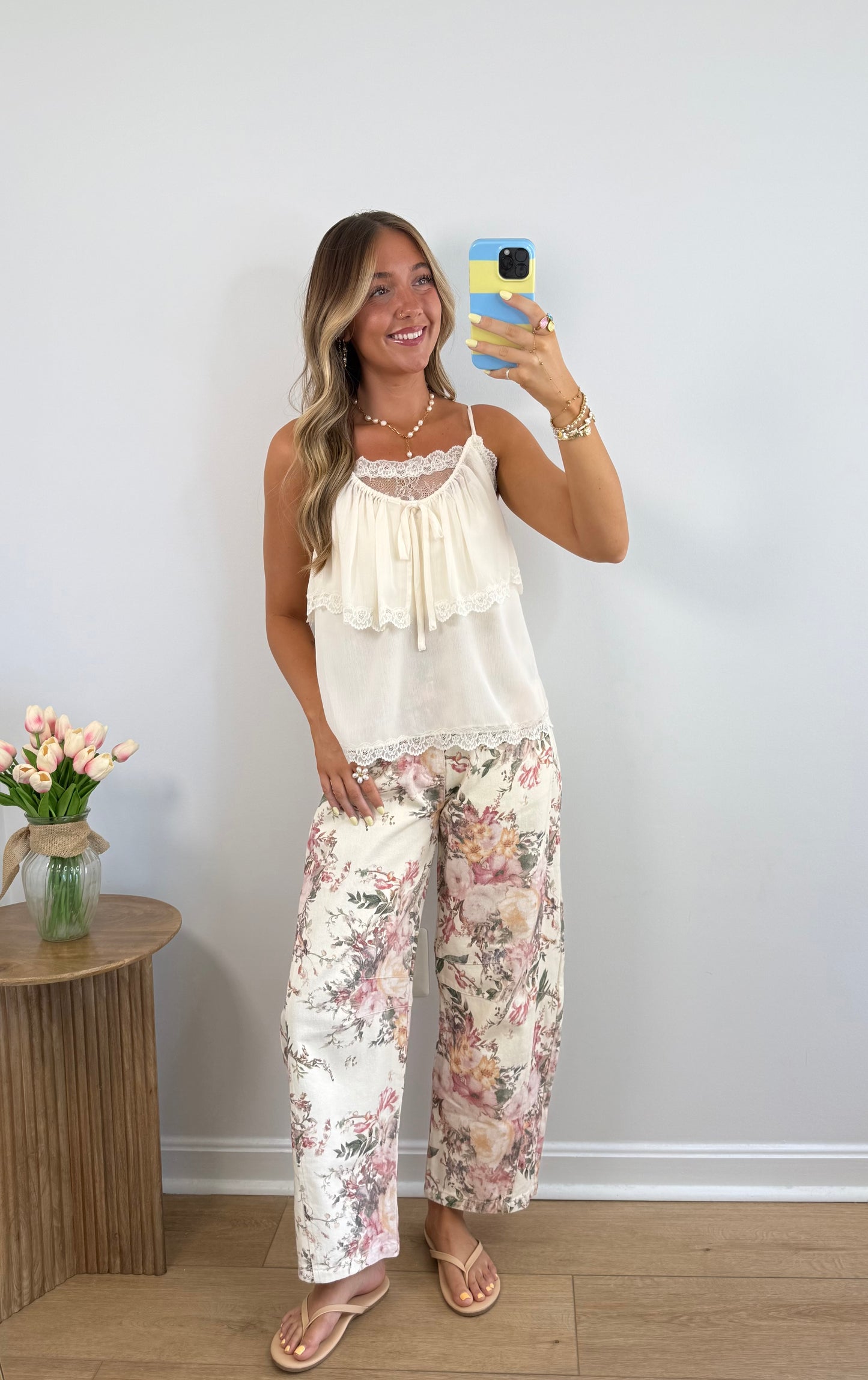 Layered Lace Tank- Mocha & Cream