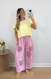 Crochet Barrel Lounge Pants- Pink