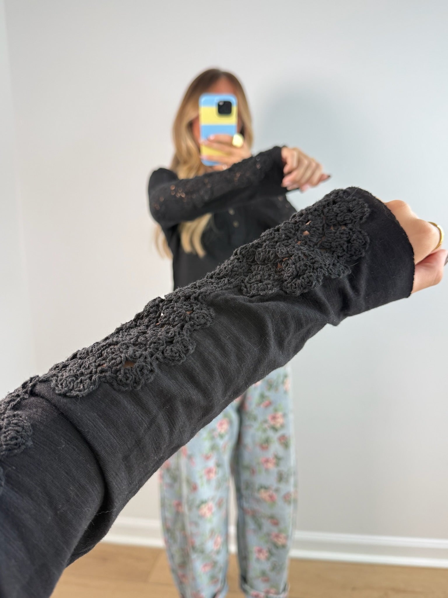 Crochet Layer Top - Black