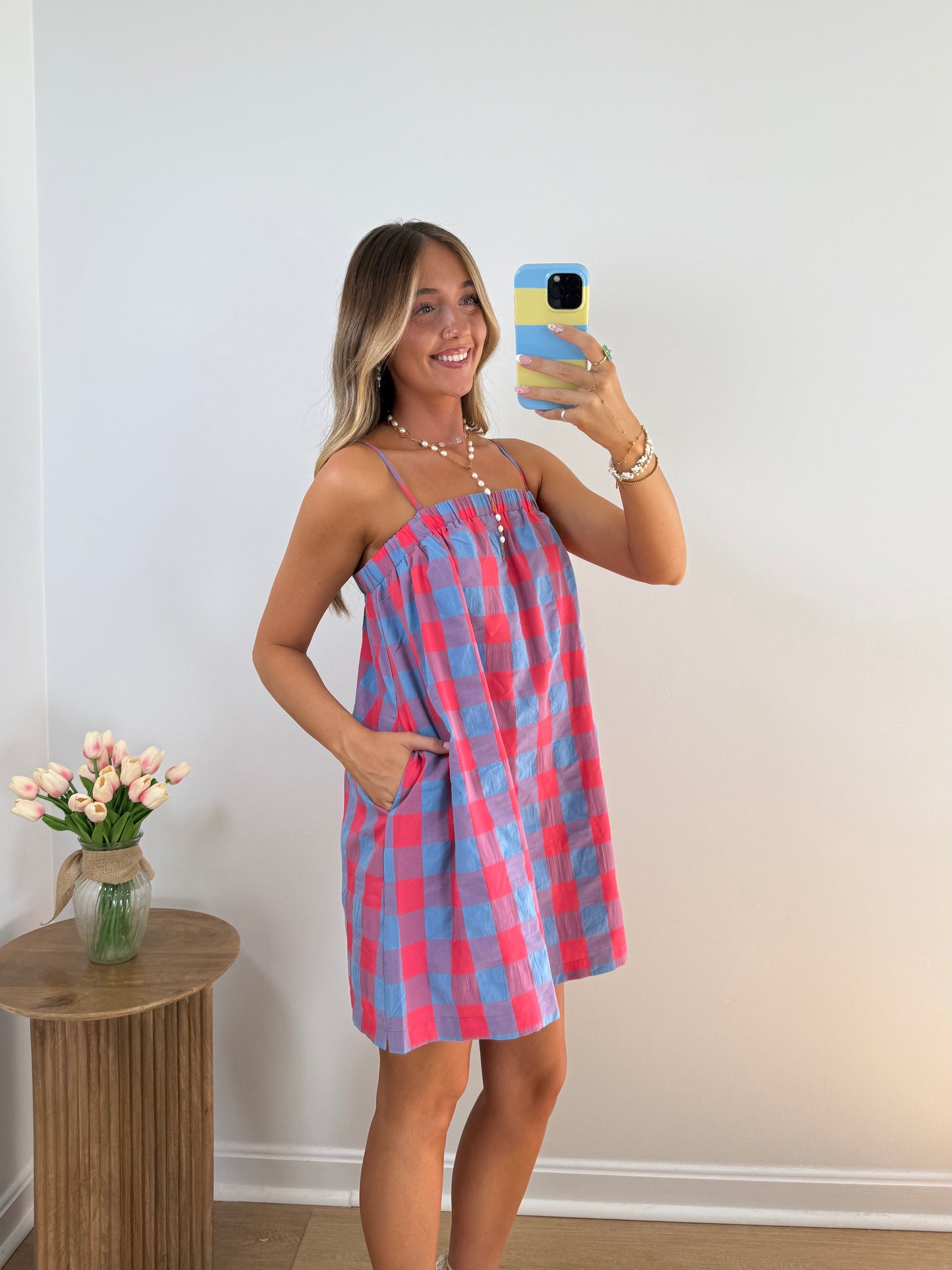 Picnic Date Dress- Cherry/Blue