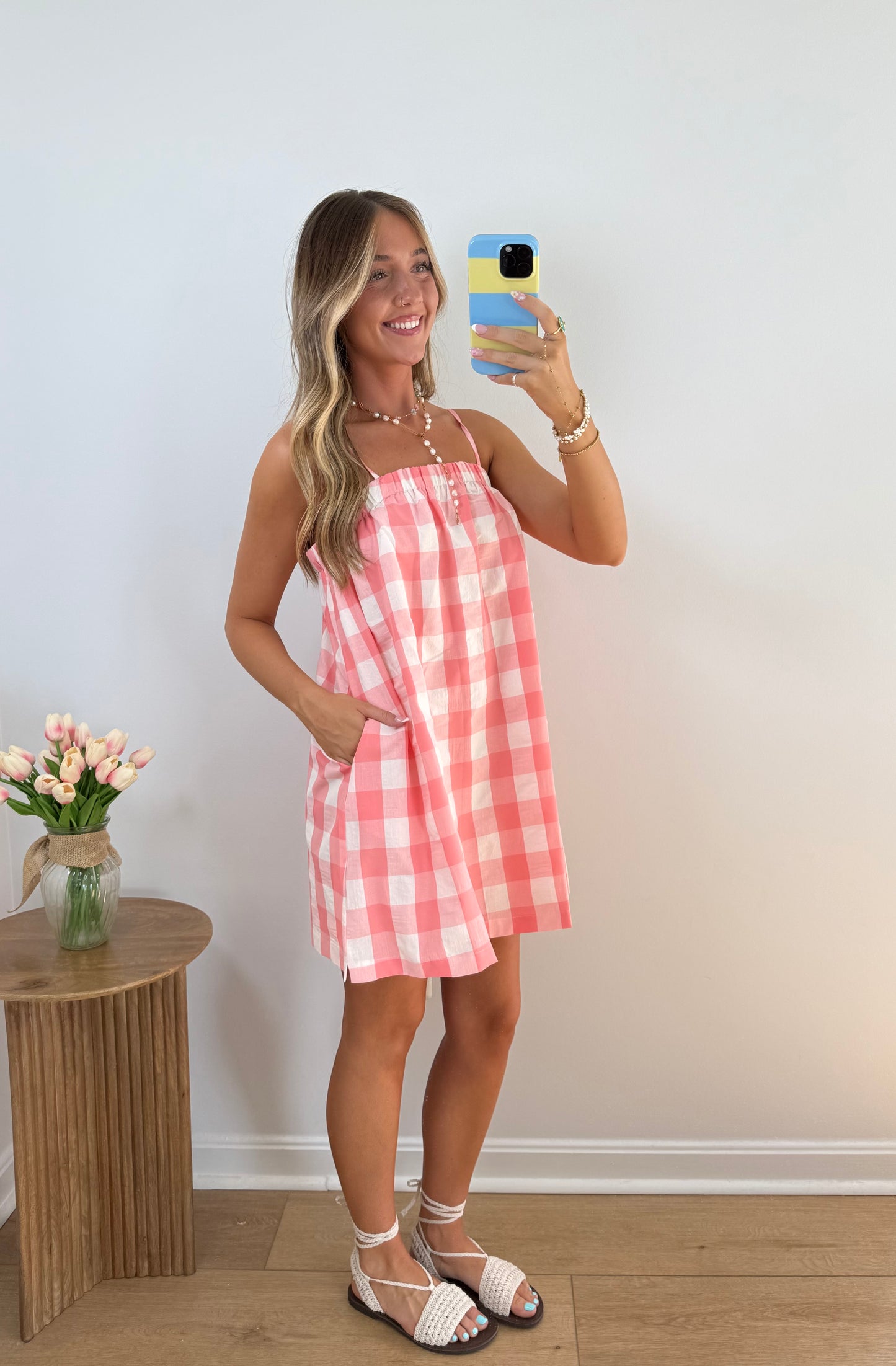 Picnic Date Dress- Cherry/Blue