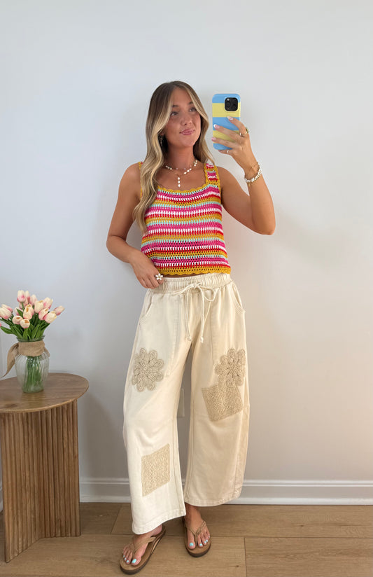 Crochet Barrel Lounge Pants- Natural