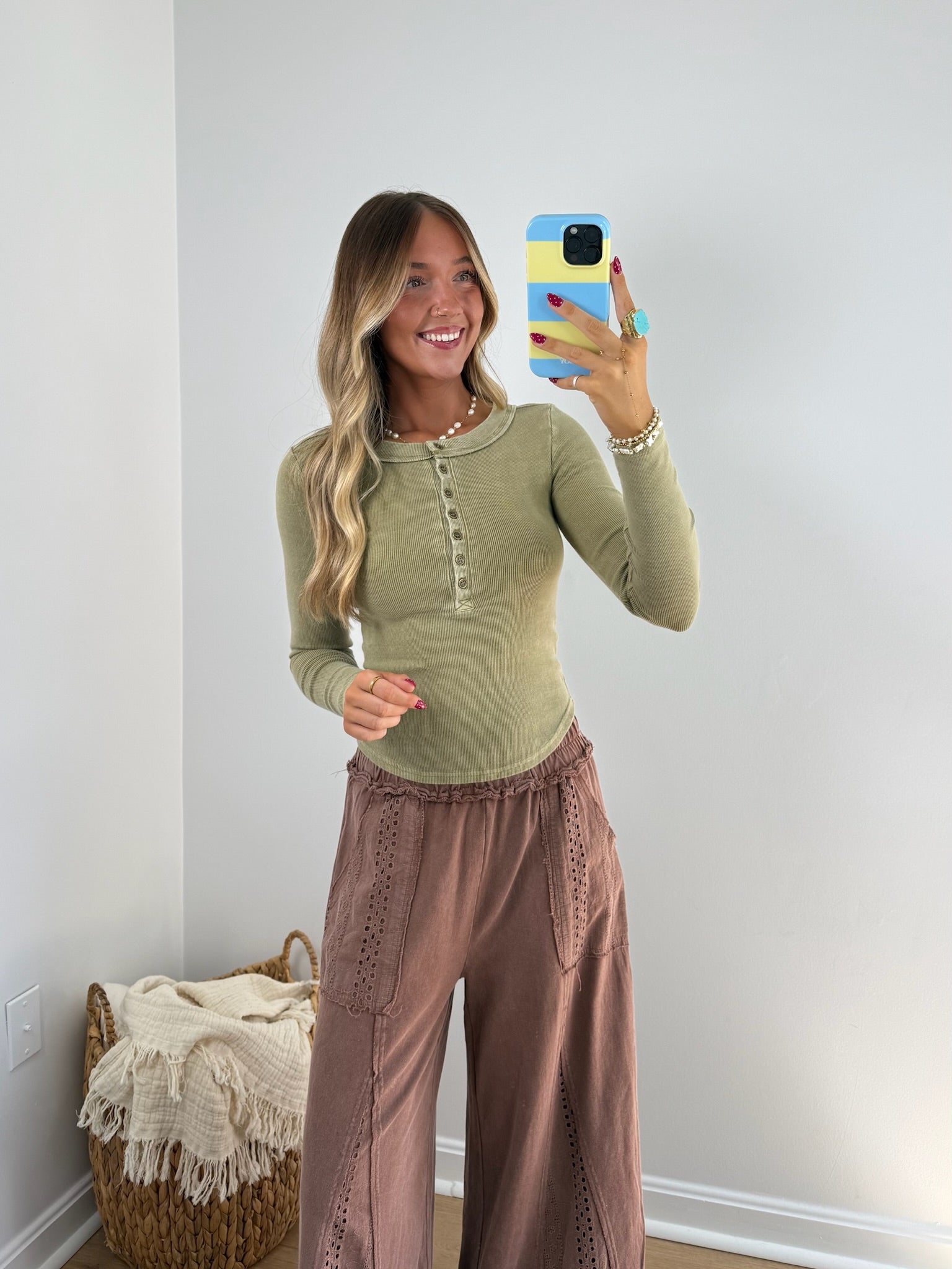 Classic Henley Top - Moss