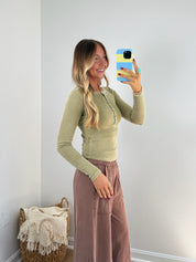 Classic Henley Top - Moss