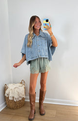 Silk Lace Shorts - Sage
