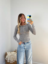 Classic Henley Top - Slate