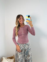 Classic Henley Top - Mauve