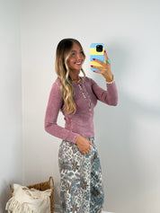 Classic Henley Top - Mauve