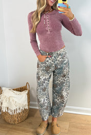 Classic Henley Top - Mauve