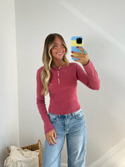 Studded Boatneck Top - Berry