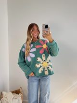 Daisy Darling Pullover - Teal