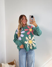 Daisy Darling Pullover - Teal