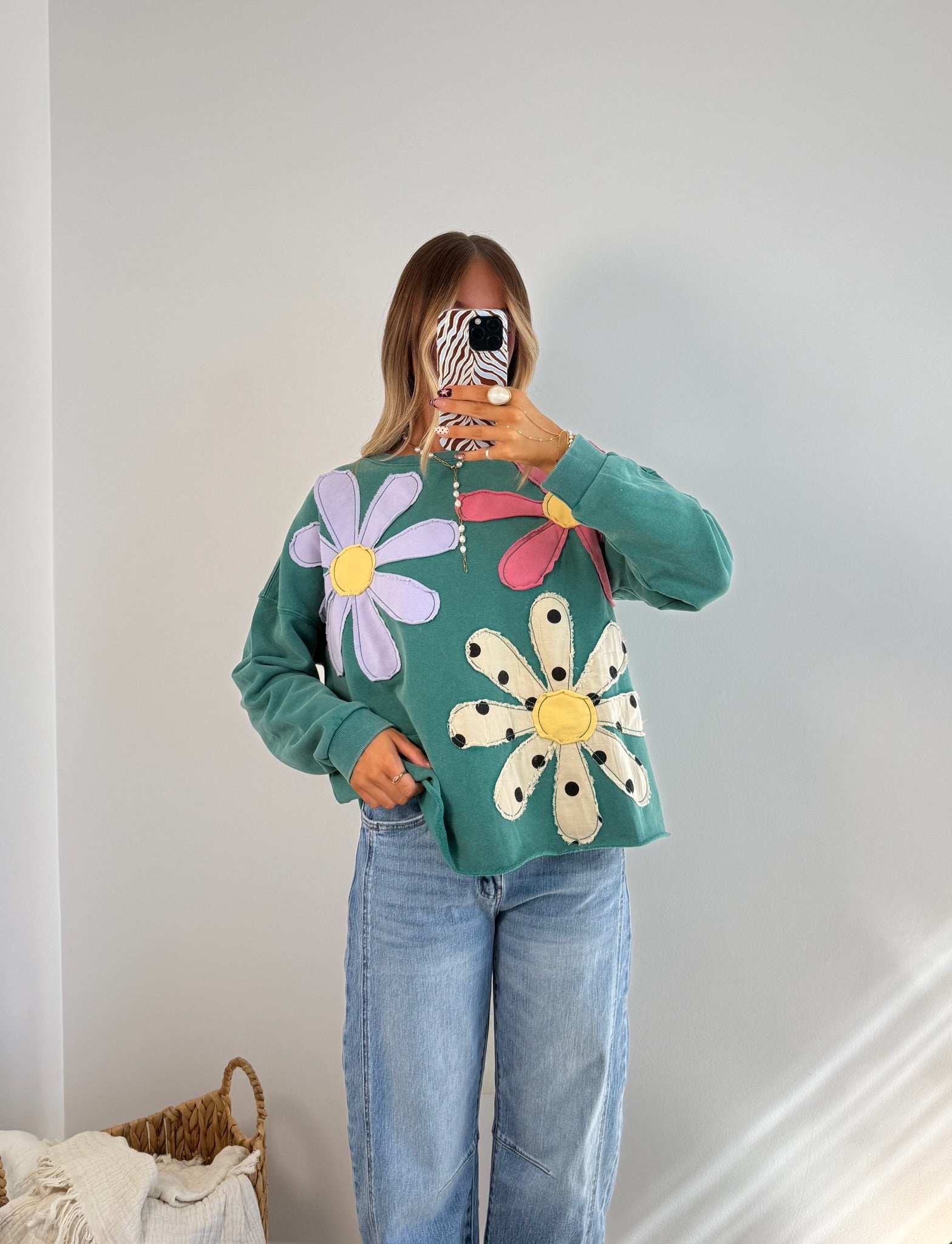 Daisy Darling Pullover - Teal