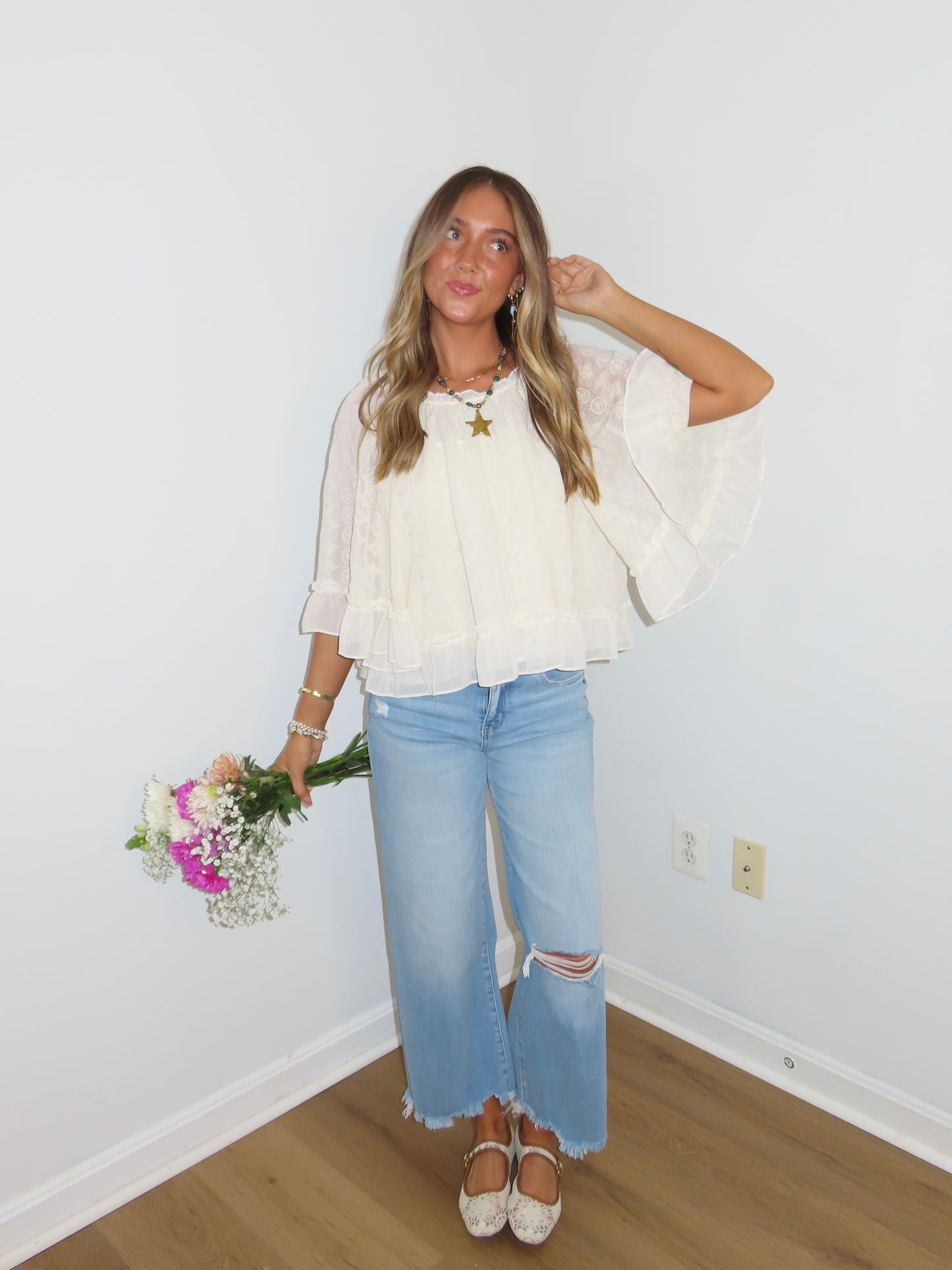 Maggie Cropped Wide Leg Denim