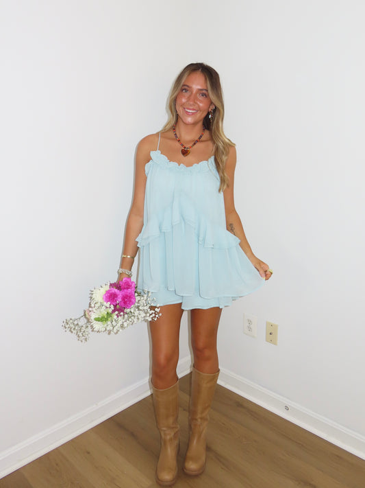 Meet Me At Golden Hour Romper- Mint