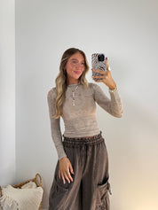 Vintage Lace Long Sleeve - Mushroom