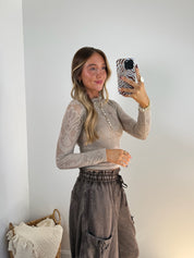 Vintage Lace Long Sleeve - Mushroom