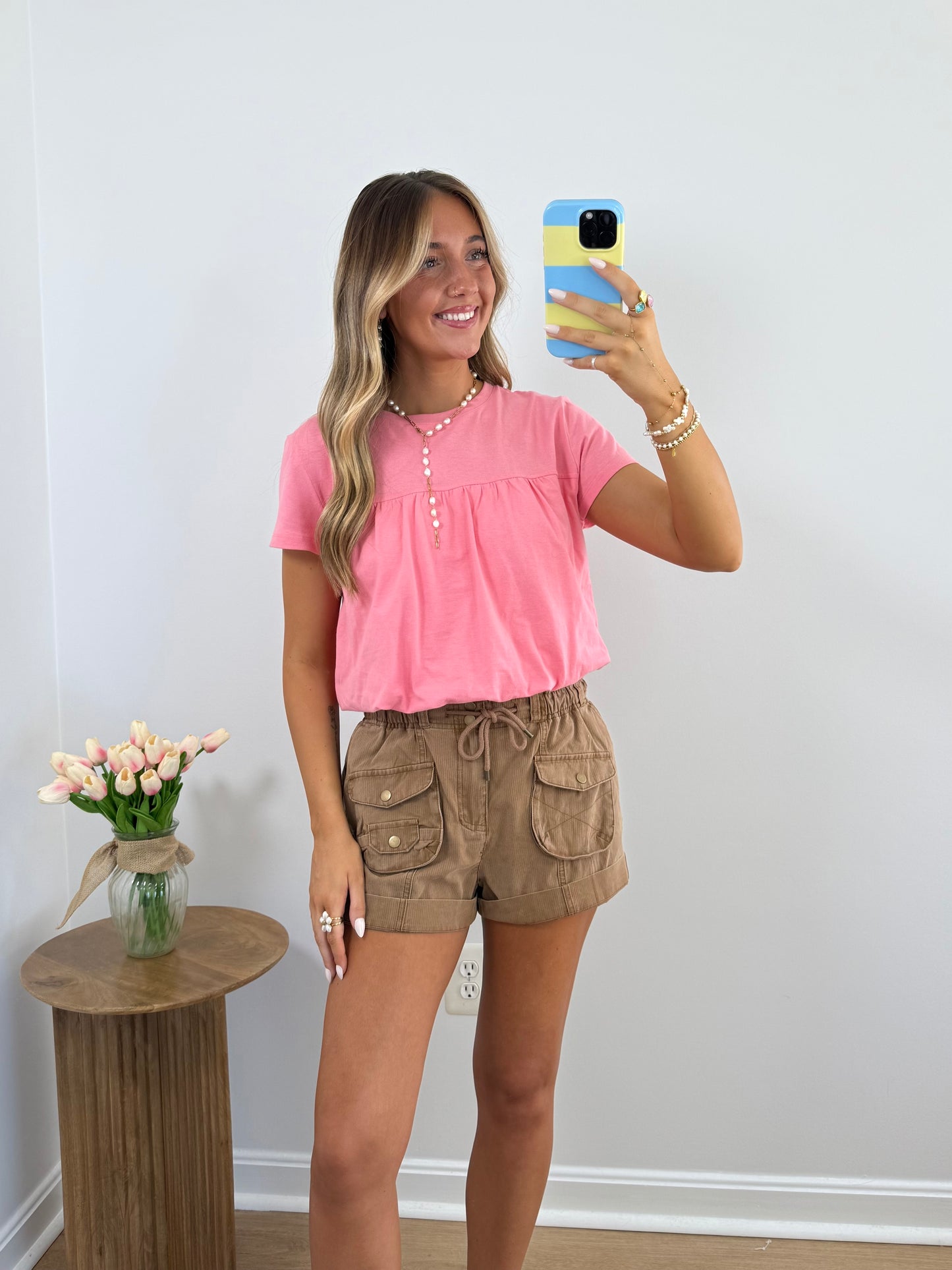 Living In Color Bubble Tee- Pink