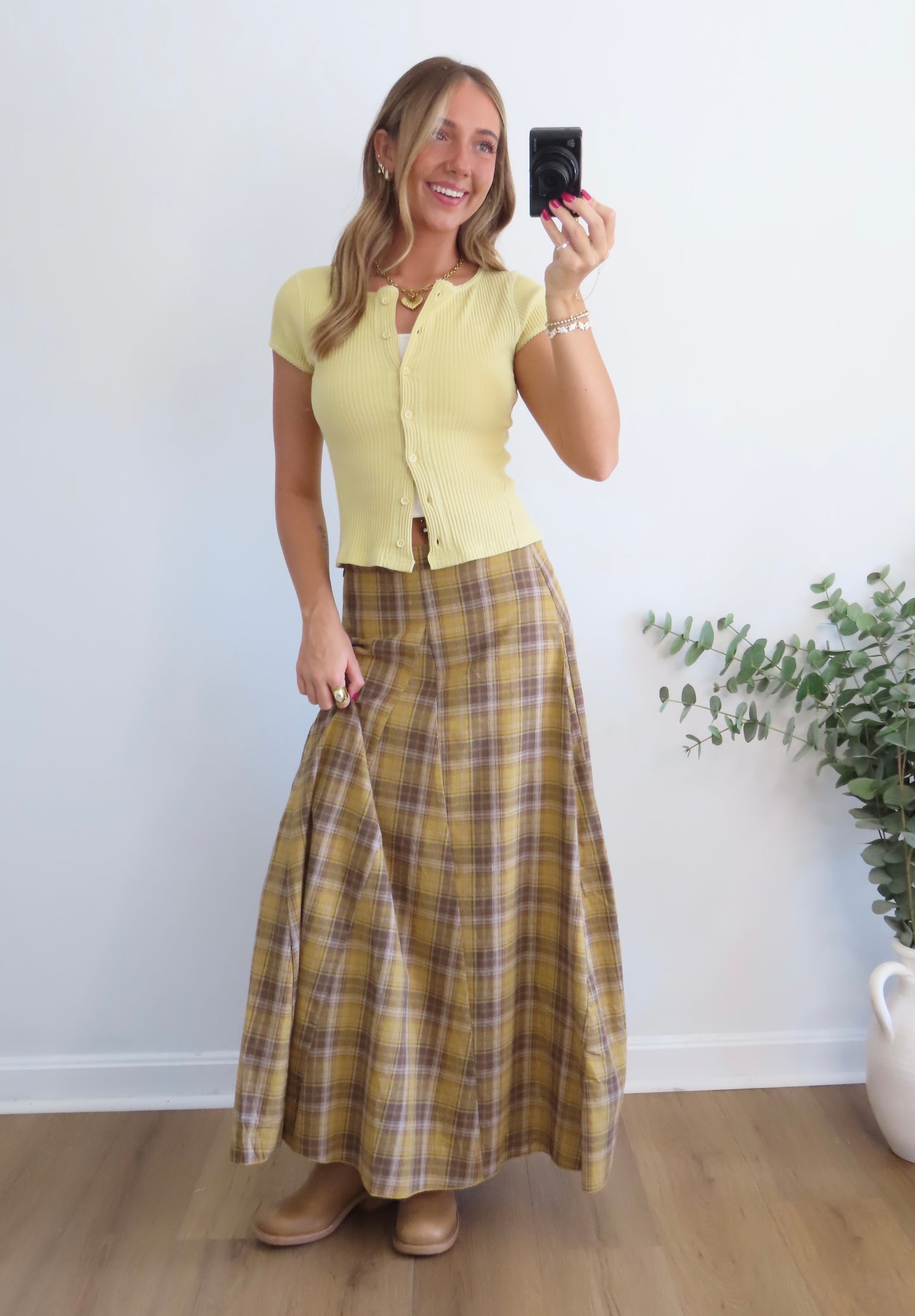 Rustic Charm Plaid Skirt