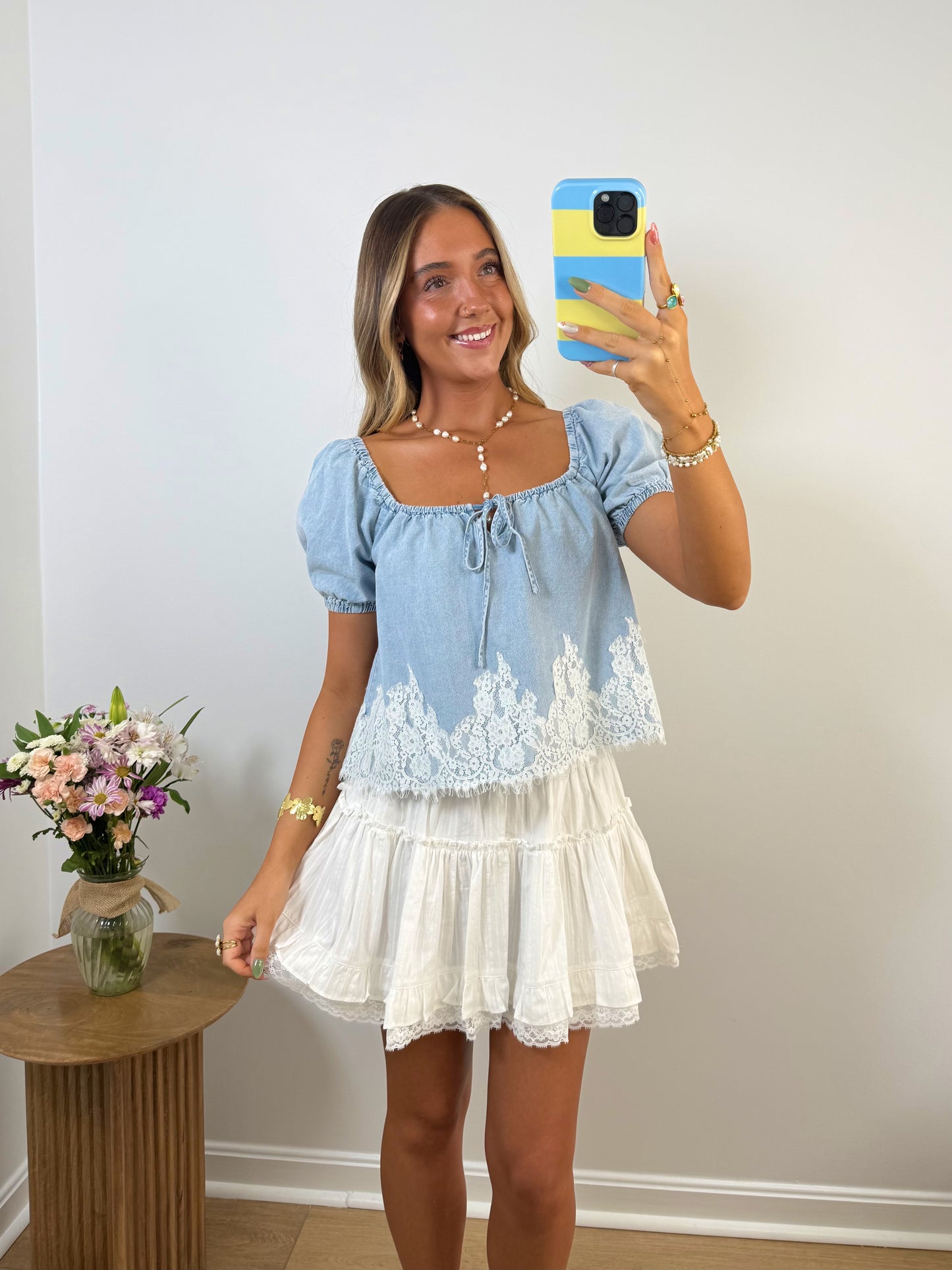 Denim Lace Blouse