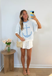 Anchor Away Short Sleeve Sweater