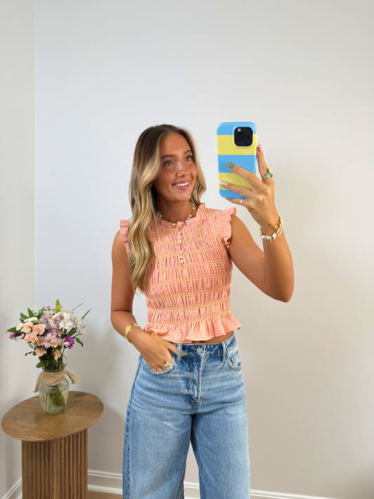 Pink Lemonade Smocked Top