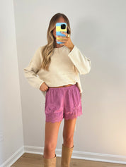 Silk Lace Shorts - Magenta
