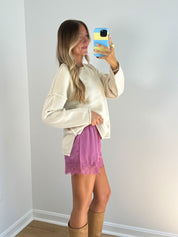 Silk Lace Shorts - Magenta