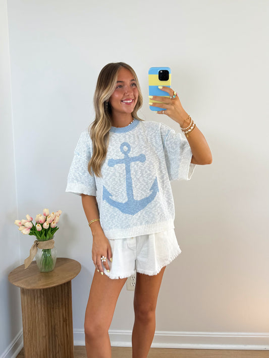 Anchor Away Short Sleeve Sweater