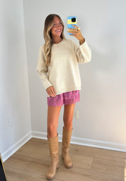 Silk Lace Shorts - Magenta