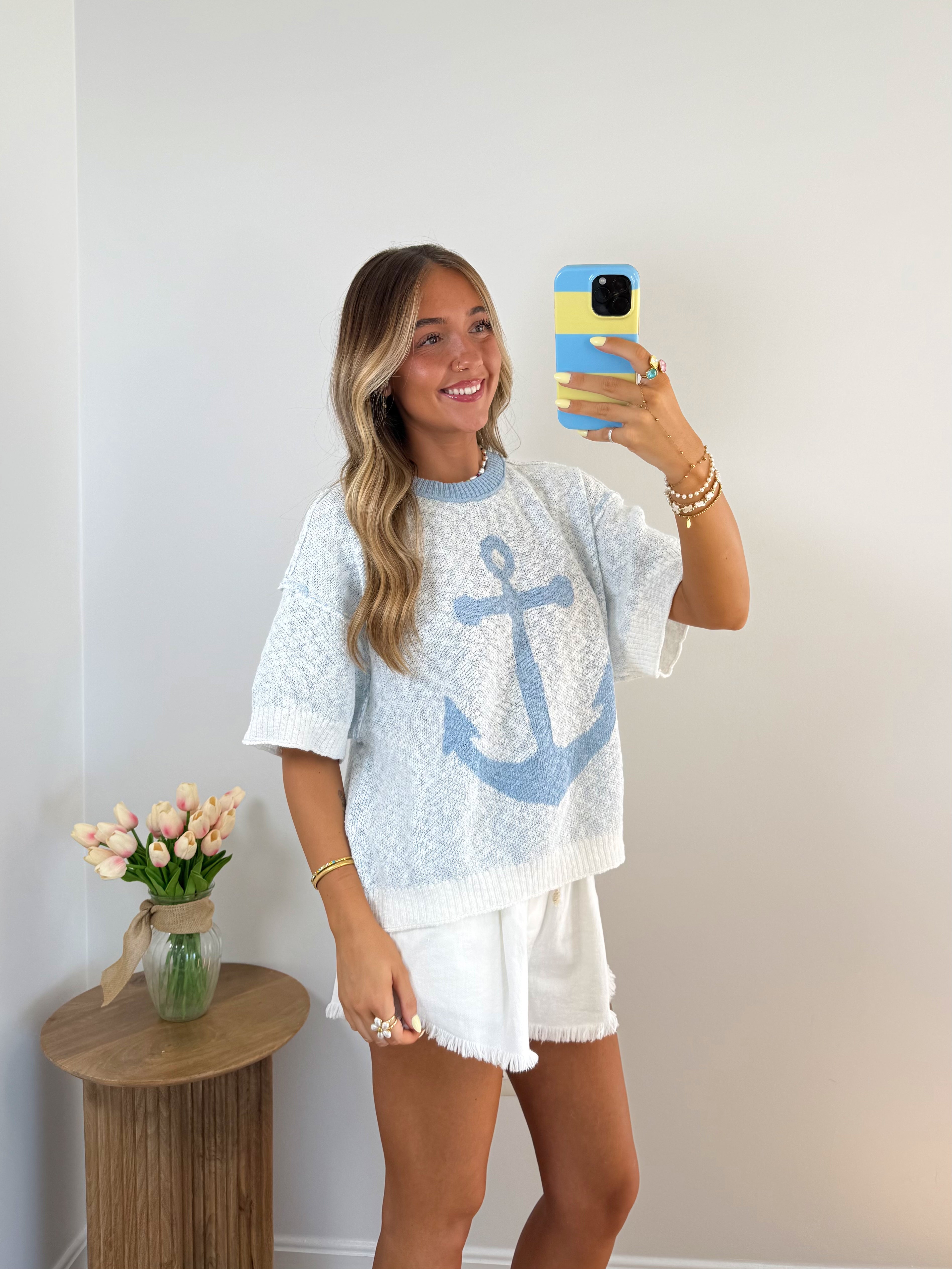Anchor Away Short Sleeve Sweater