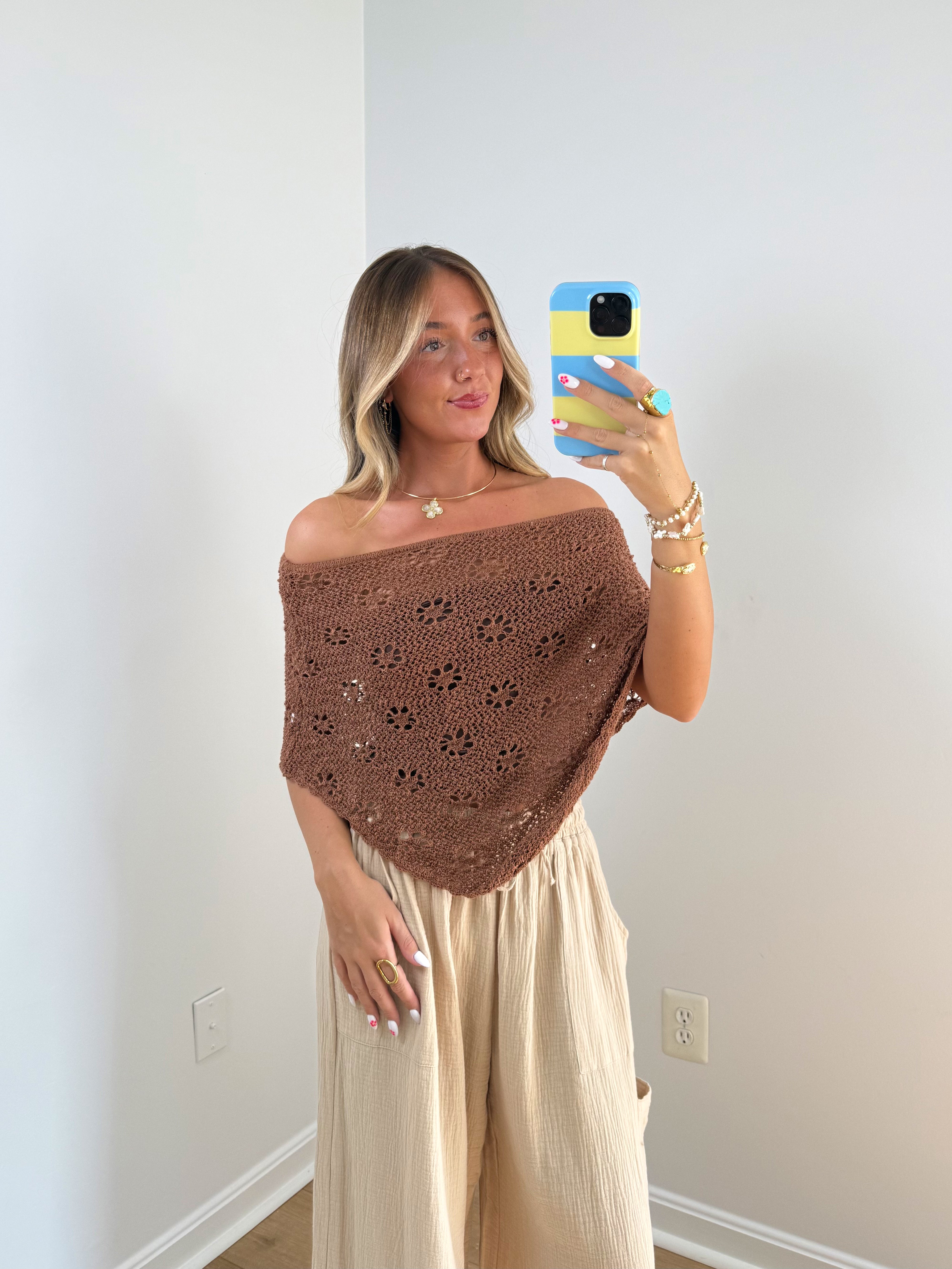 Crochet Dream Poncho- Brown