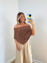 Crochet Dream Poncho- Brown