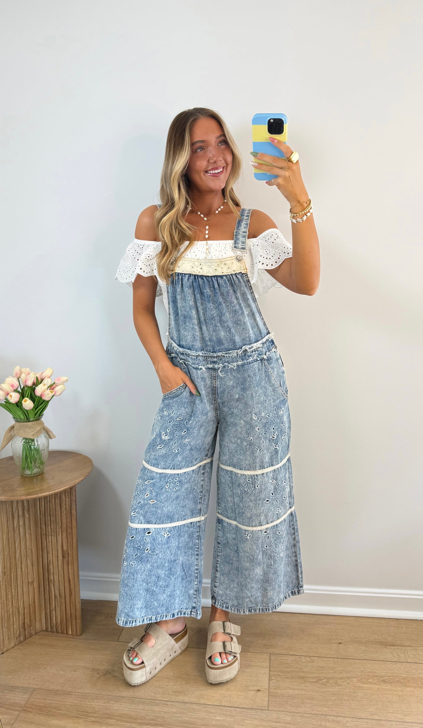Eyelet Off The Shoulder Top