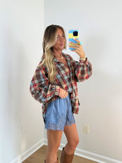 Silk Lace Shorts-Dusty Blue