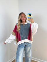 Retro Colorblock Zip Up