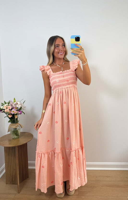 Garden Stroll Dress-Peach