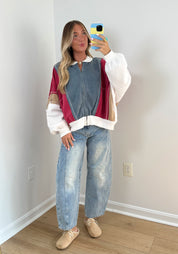 Retro Colorblock Zip Up