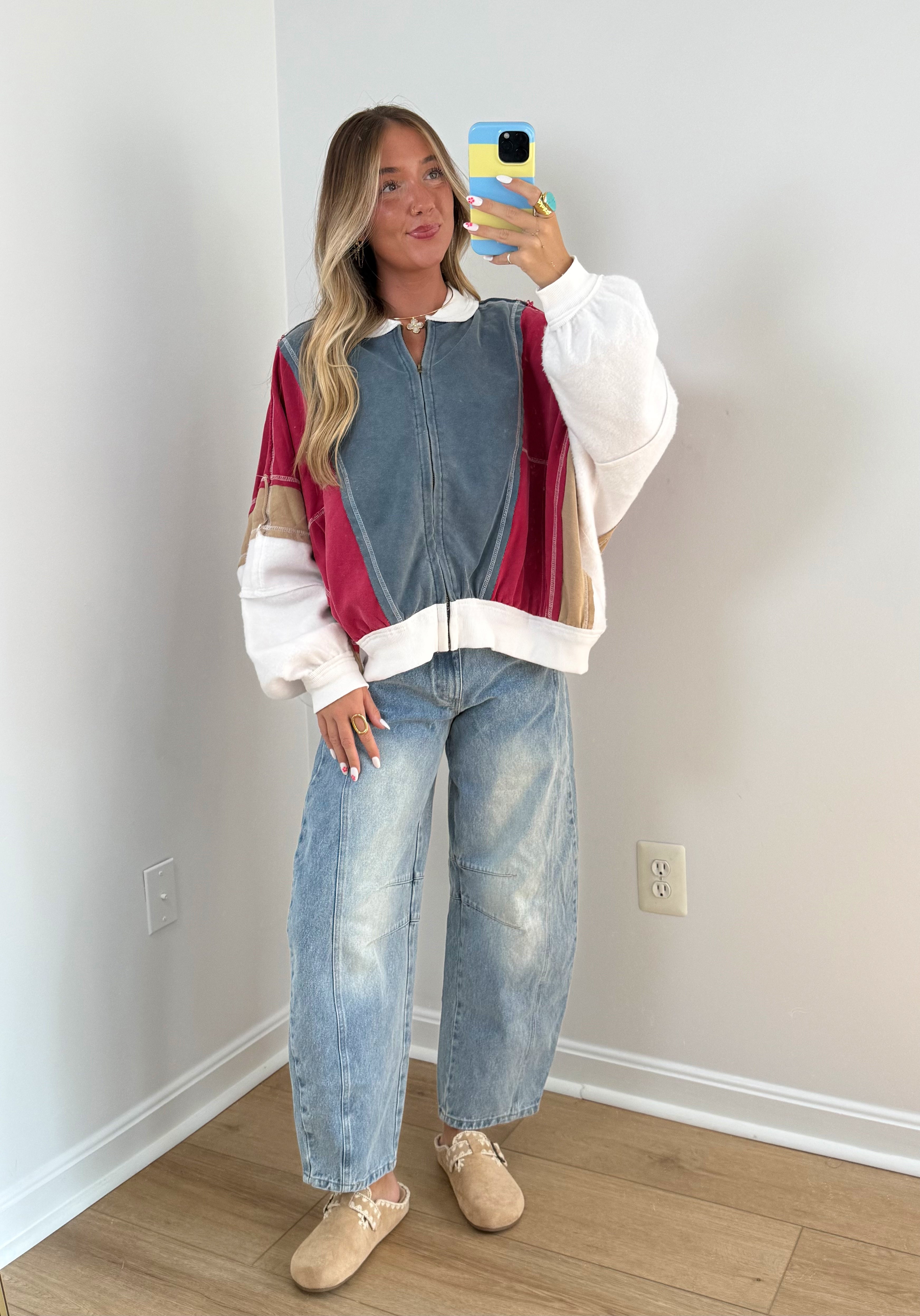 Retro Colorblock Zip Up